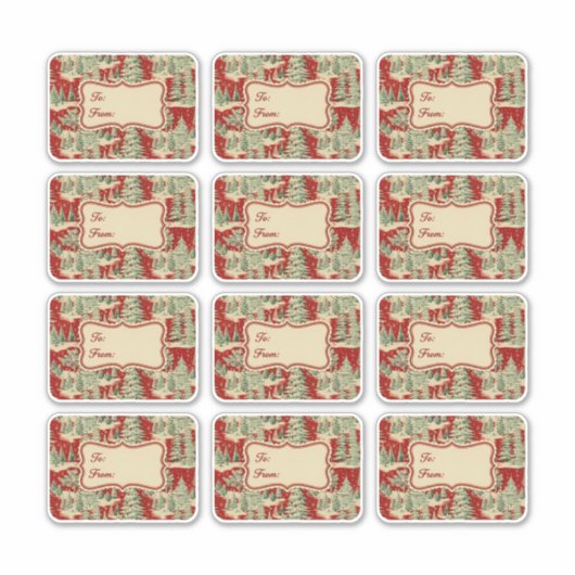 Retro Vintage Christmas Landscape シール (正面)