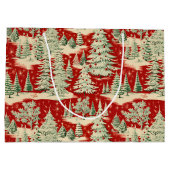 Retro Vintage Christmas Landscape ラージペーパーバッグ (裏面)