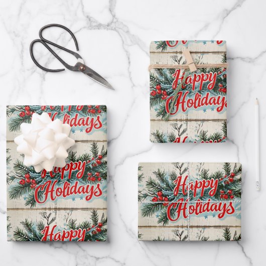 Retro Vintage Christmas: Mid Century Yuletide 2 ラッピングペーパーシート (正面)