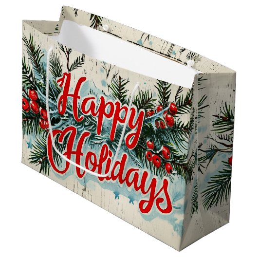 Retro Vintage Christmas: Mid Century Yuletide 2 ラージペーパーバッグ (正面アングル)