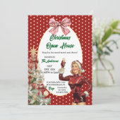 Retro Vintage Christmas Open House Holiday Party 招待状 (スタンド正面)