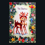 Retro vintage Christmas reindeer Holiday poster ポスター<br><div class="desc">design by www.etsy.com/Shop/VanityFlairDesigns</div>