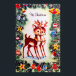 Retro vintage Christmas reindeer Holiday poster ポスター<br><div class="desc">design by www.etsy.com/Shop/VanityFlairDesigns</div>