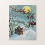 retro vintage Christmas Santa Holiday ジグソーパズル<br><div class="desc">retro vintage Christmas Santa Holiday jigsaw puzzle</div>
