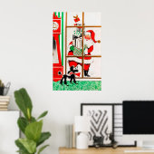 Retro vintage Christmas Santa Holiday poster ポスター (ホームオフィス)