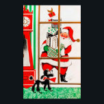 Retro vintage Christmas Santa Holiday poster ポスター<br><div class="desc">design by www.etsy.com/Shop/VanityFlairDesigns</div>