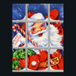 Retro vintage Christmas Santa Holiday poster ポスター<br><div class="desc">design by www.etsy.com/Shop/TreasuresResold</div>
