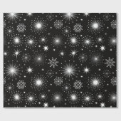 Retro Vintage Christmas Stars & Snowflakes ラッピングペーパー (フラット)