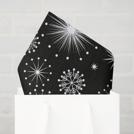 Retro Vintage Christmas Stars & Snowflakes 薄葉紙 (ギフトバッグ)
