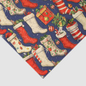 Retro Vintage Christmas Stockings Blue 薄葉紙 (詳細)