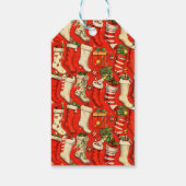 Retro Vintage Christmas Stockings Red ギフトタグ (裏面)
