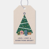 Retro Vintage Christmas Tree Presents Gift Tag ギフトタグ (正面)