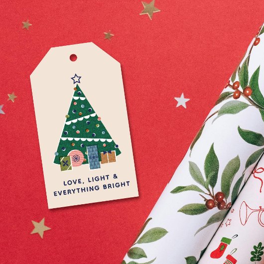 Retro Vintage Christmas Tree Presents Gift Tag ギフトタグ