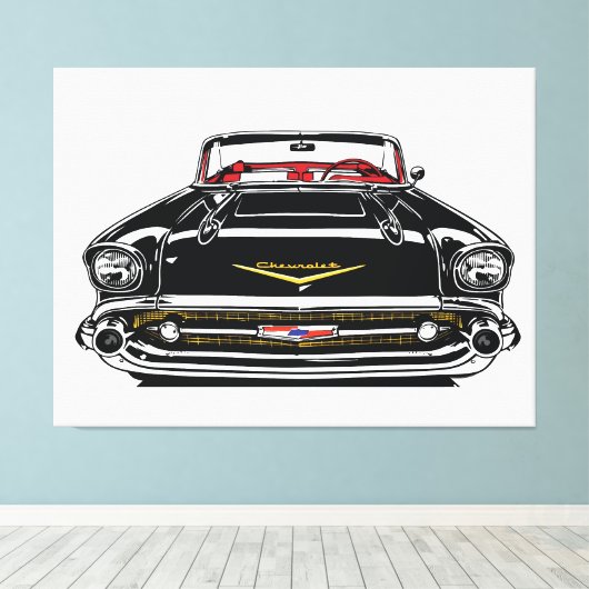 Retro Vintage Classic Car Front Pop Art キャンバスプリント (インサイチュ (ウッドフロア))