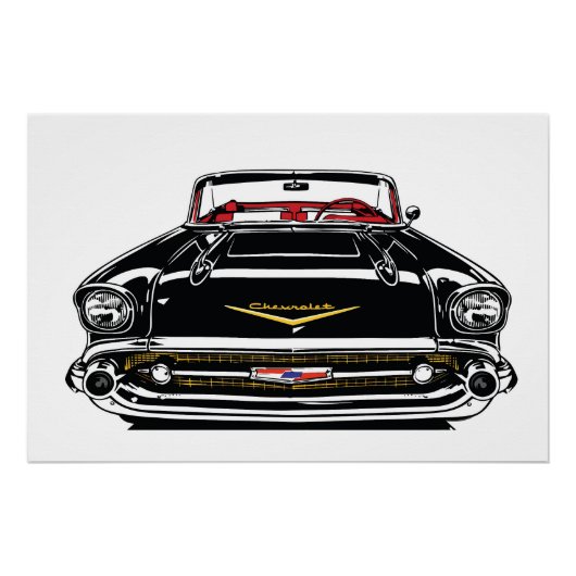 Retro Vintage Classic Car Front Pop Art ポスター (正面)