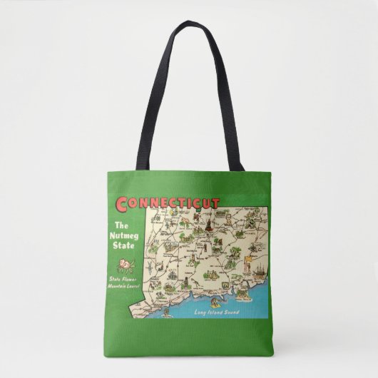 Retro, Vintage Connecticut Map トートバッグ (正面)