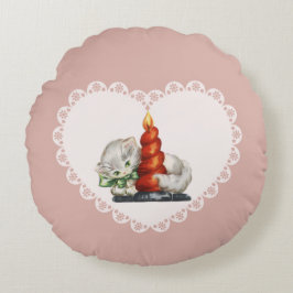 Retro Vintage Coquette Pastel Baby Animals Cat  ラウンドクッション