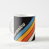 Retro Vintage Dark Rainbow Stripes with Name コーヒーマグカップ (正面左)