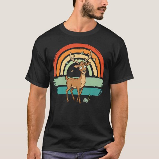 Retro Vintage Deer Lover - Hunting Wildlife Tシャツ (正面)