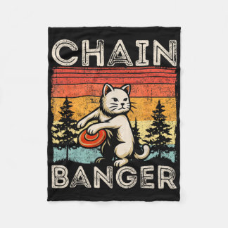 Retro Vintage Disc Golfer Cat Chain Nger Disc Golf フリースブランケット