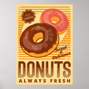 retro vintage donuts business ポスター