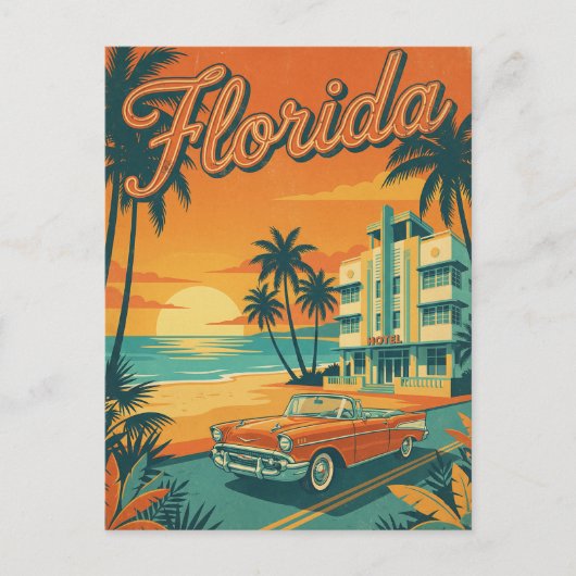 retro vintage Florida Postcard ポストカード (正面)