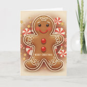 Retro Vintage Gingerbread Joy Christmas シーズンカード (正面)