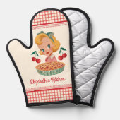 Retro Vintage Gingham Red Cherry Pie 鍋つかみ (正面/裏面)