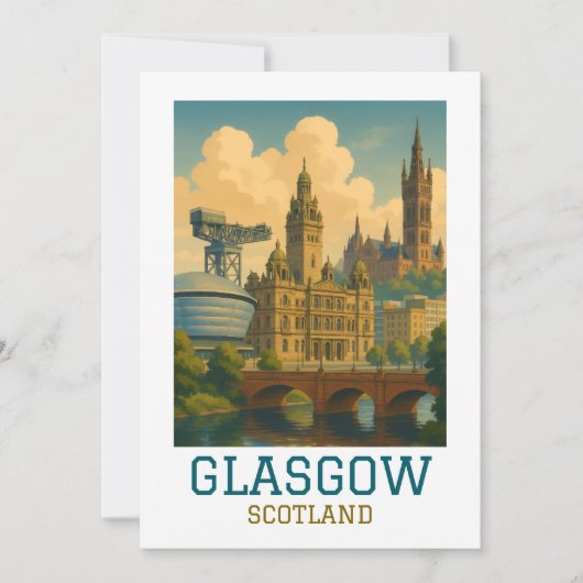 Retro Vintage Glasgow Scotland Cityscape Travel カード (正面)