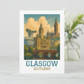 Retro Vintage Glasgow Scotland Cityscape Travel カード (スタンド正面)