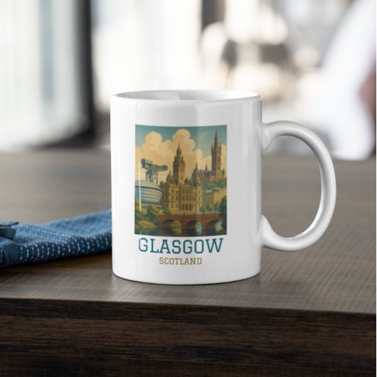 Retro Vintage Glasgow Scotland Cityscape Travel コーヒーマグカップ