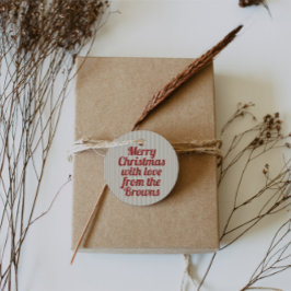 Retro Vintage Green Stripes Red Merry Christmas フェイバータグ