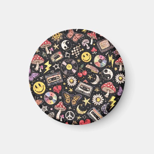 Retro Vintage Grunge Sunshine Bliss マグネット (正面)