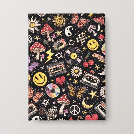 Retro Vintage Grunge Sunshine Bliss 缶バッジ (正面)