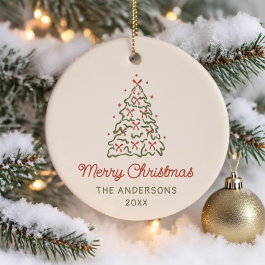 Retro Vintage Hand Drawn Christmas Holiday Party セラミックオーナメント