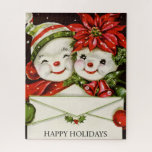retro vintage holiday snowmen jigsaw puzzle ジグソーパズル<br><div class="desc">retro vintage holiday snowmen christmas jigsaw puzzle</div>