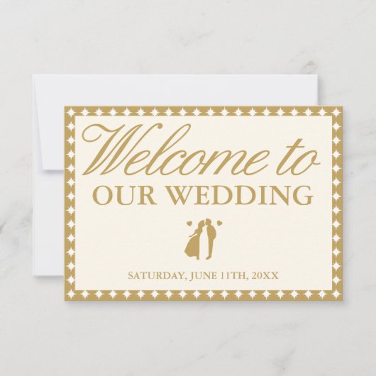 Retro Vintage Ivory Wedding Welcome Card 招待状 (正面)