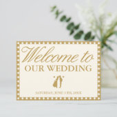 Retro Vintage Ivory Wedding Welcome Card 招待状 (スタンド正面)