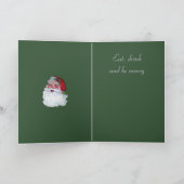 Retro Vintage Jolly Santa Claus Christmas カード (内部)