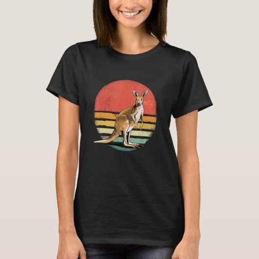 Retro Vintage Kangaroo Australia Animal Zookeeper  Tシャツ (正面)