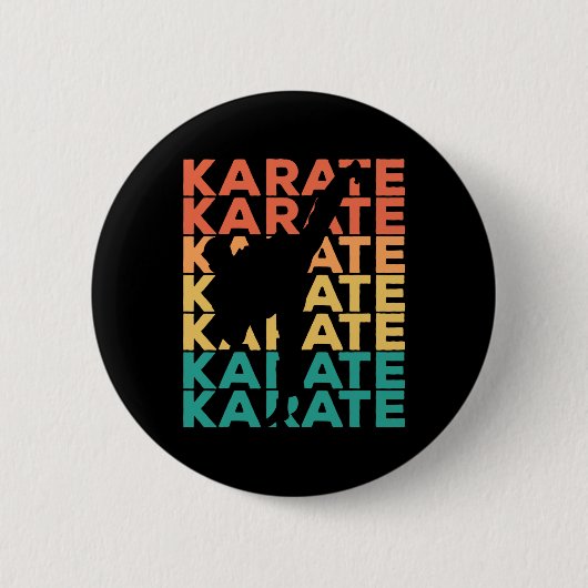 Retro Vintage Karate Gift For Karateka  缶バッジ (正面)