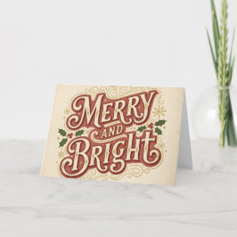 Retro Vintage Merry and Bright Christmas シーズンカード