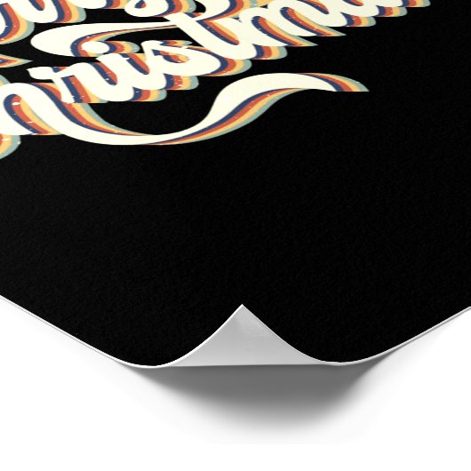 Retro Vintage Merry Christmas Tygraphy  ポスター (角)