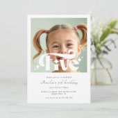 Retro Vintage Modern 5th Birthday Photo 招待状 (スタンド正面)