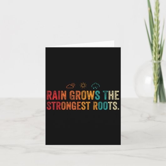 Retro Vintage Motivational Quote Rain Roots Weathe カード (正面)