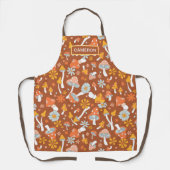 Retro Vintage Mushroom Flower Pattern エプロン (正面)