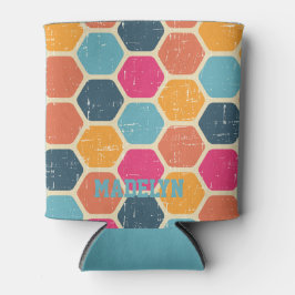 Retro  Vintage Navy Bule Script Minimalist Name 缶クーラー