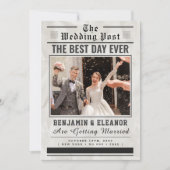 Retro Vintage Newspaper Wedding Invitation (正面)