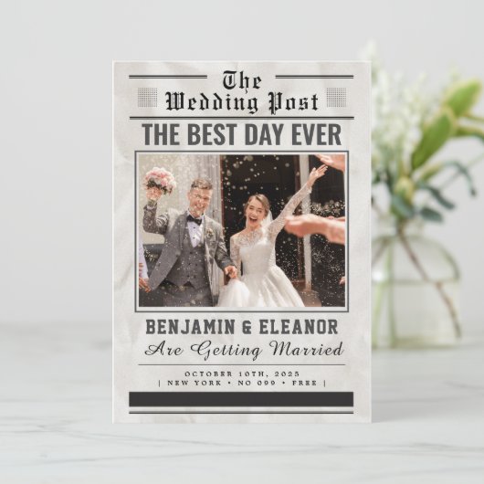 Retro Vintage Newspaper Wedding Invitation (スタンド正面)