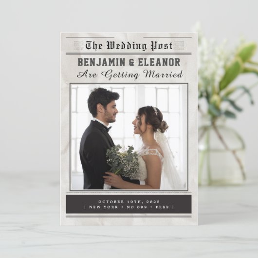 Retro Vintage Newspaper Wedding Invitation (スタンド正面)